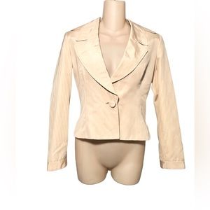 Luca Luca Italian Designer Women Coat Jacket Blazer Ivory, Silk Blend Size 42